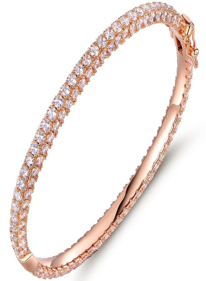 Barzel 18K Gold Plated Crystal Bling Eternity Bangle Bracelet (Rose Gold) - Image 1